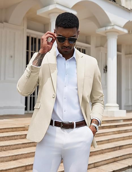 Men's Casual Beige Blazer - Image 3
