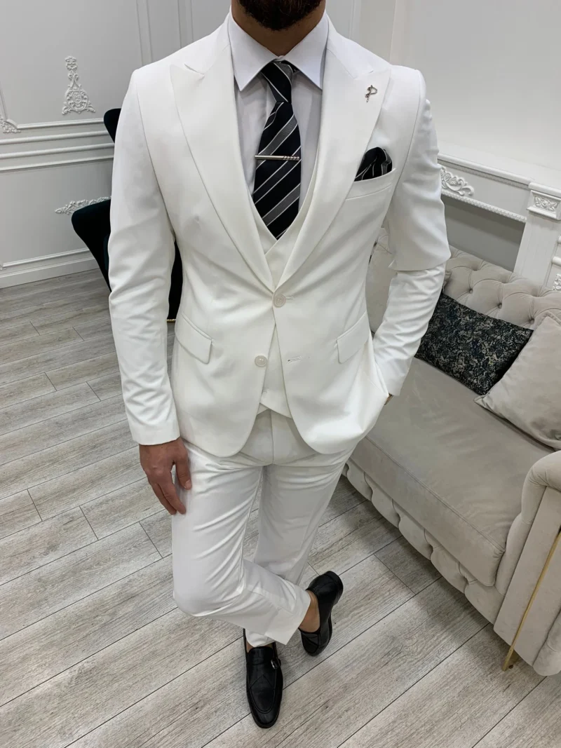 Mens Wedding White 3 Piece Suit