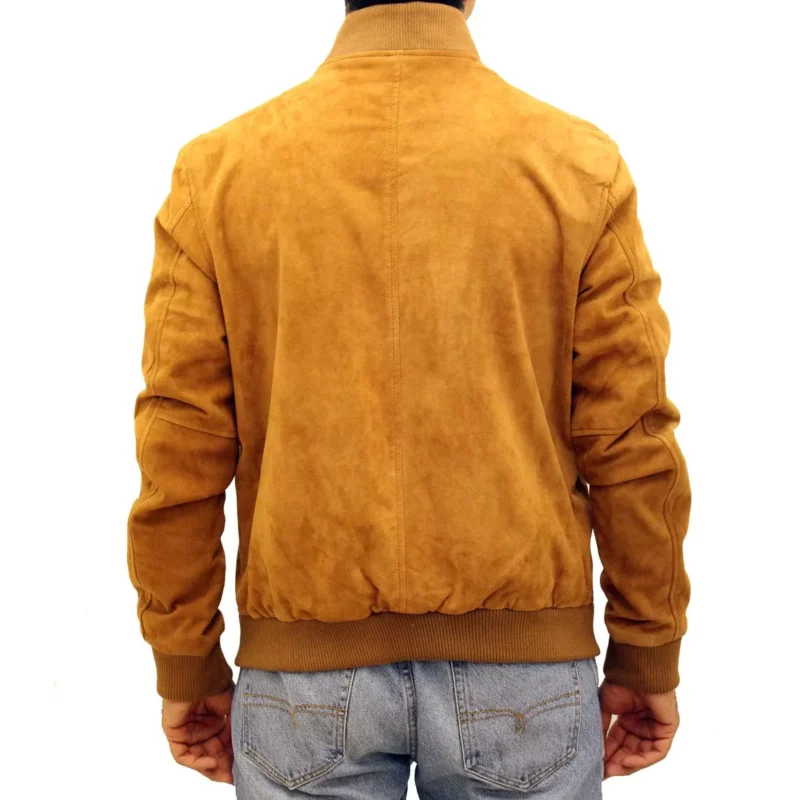 Men’s Letterman Yellow Suede Jacket - Image 2