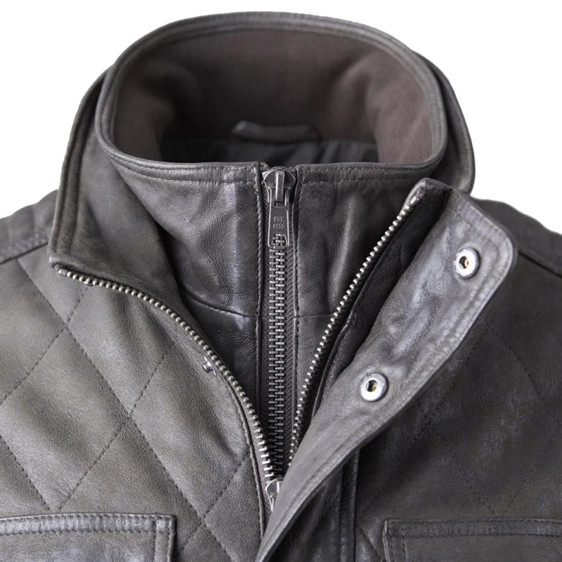 Brown Quilted Leather Jacket