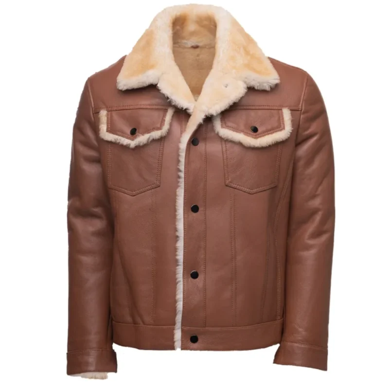 Shearling Leather Trucker Jacket