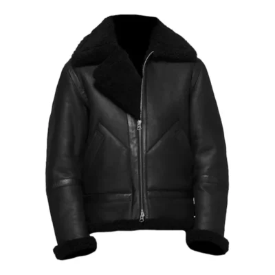 Mens Shearling Black Leather Jacket
