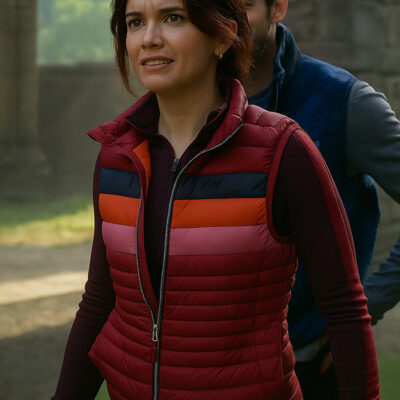 The Girlfriend Olivia Cooke Striped Puffer Vest