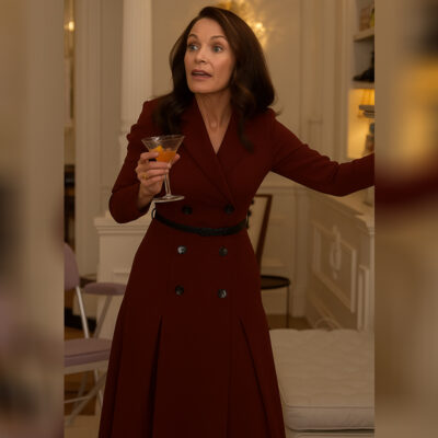 And Just Like Kristin Davis Burgundy Coat