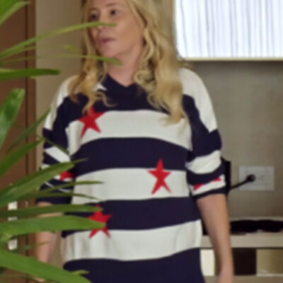 Love Hotel S01 Shannon Beador Red Stars Striped Sweater