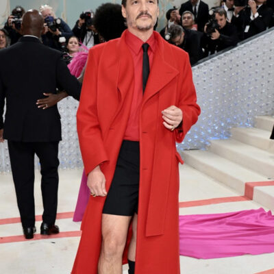 Pedro Pascal Red Wool Long Coat