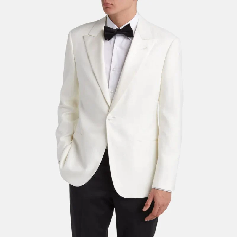 Classic White 2-Piece Peak Lapel Suit for Men