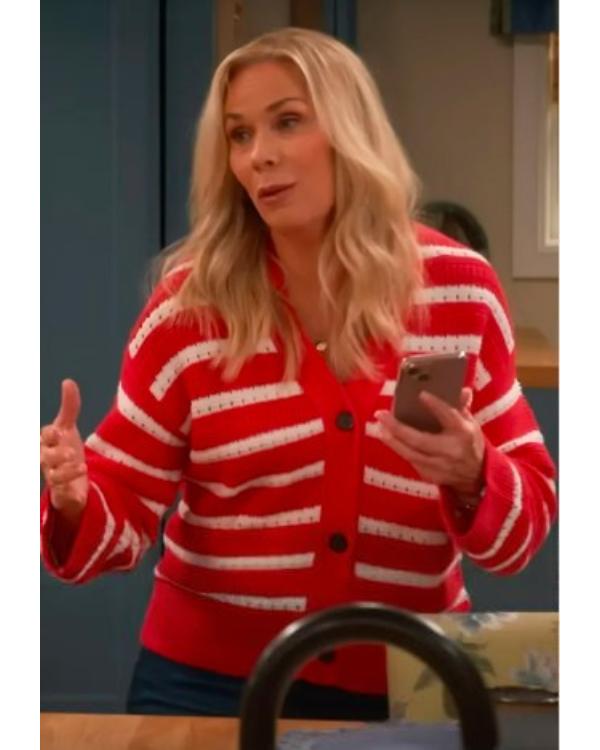 Leanne S01 Leanne Morgan Pink Striped Cardigan