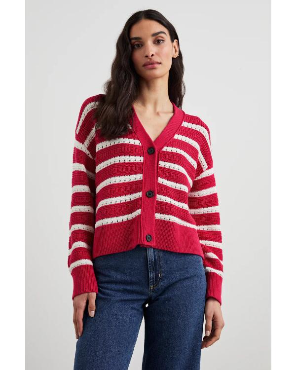 Leanne S01 Leanne Morgan Pink Striped Cardigan - Image 2