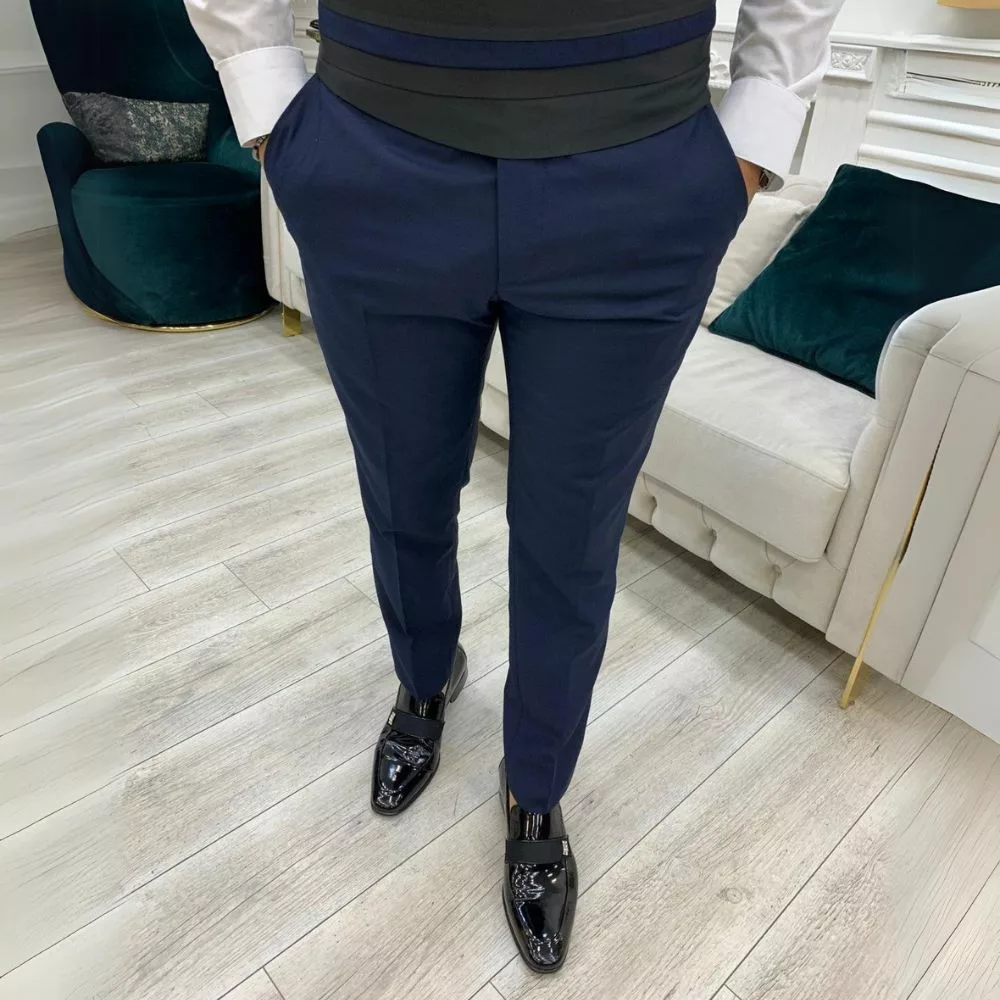 Two Piece Navy Wedding Tuxedo Suit - Image 5