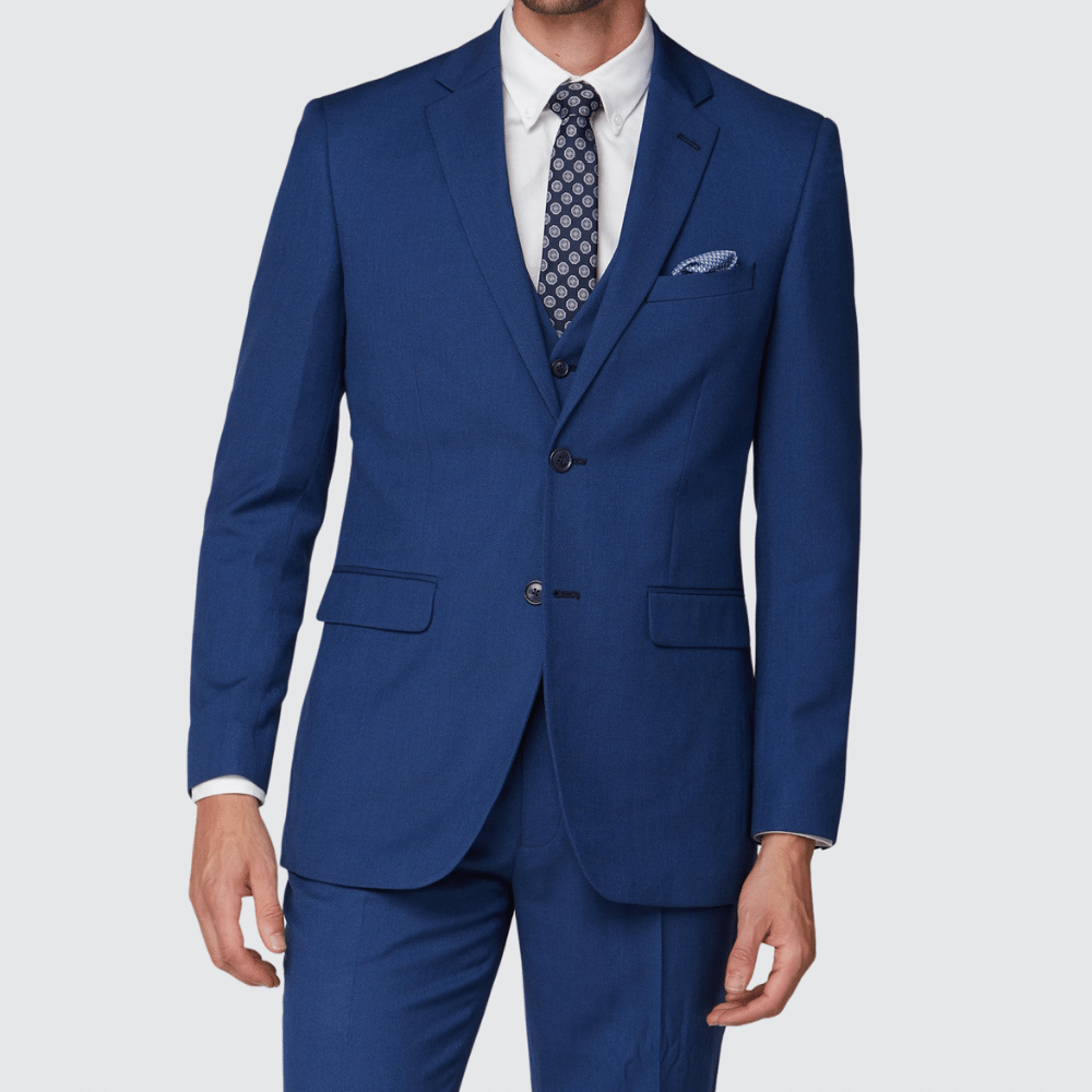 The Gentlemen Slim Fit Blue 3 Piece Suit For Men