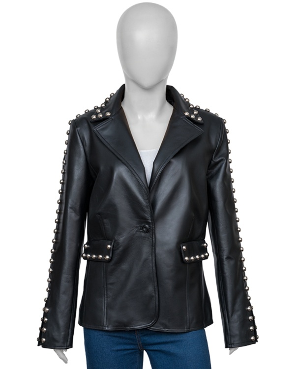 The Voice Reba Mcentire Studded Leather Jacket - Image 3