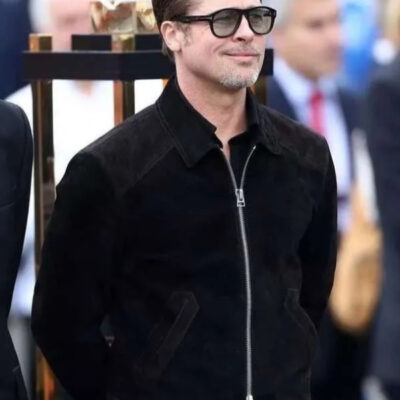 F1 Brad Pitt Black Suede Jacket