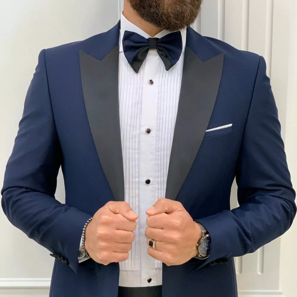 Two Piece Navy Wedding Tuxedo Suit - Image 4