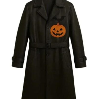 Mens Jack-o-lantern Pumpkin Trench Coat