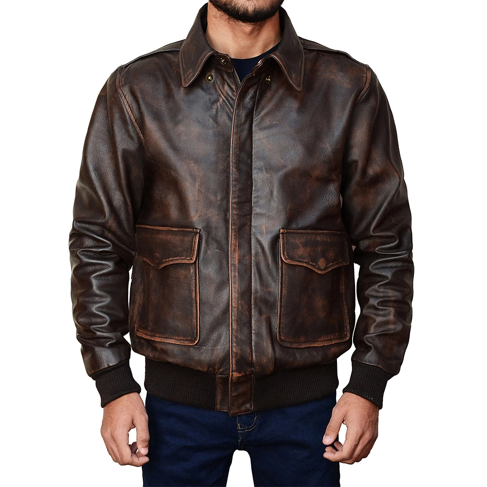 Mens A2 Bomber Leather Jacket - Image 3