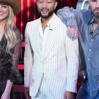 The Voice S27 John Legend White Striped Suit