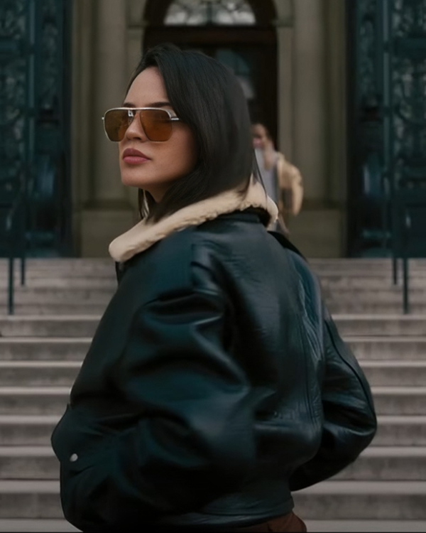 Fountain of Youth Eiza Gonzalez Black Leather Jacket - Image 3