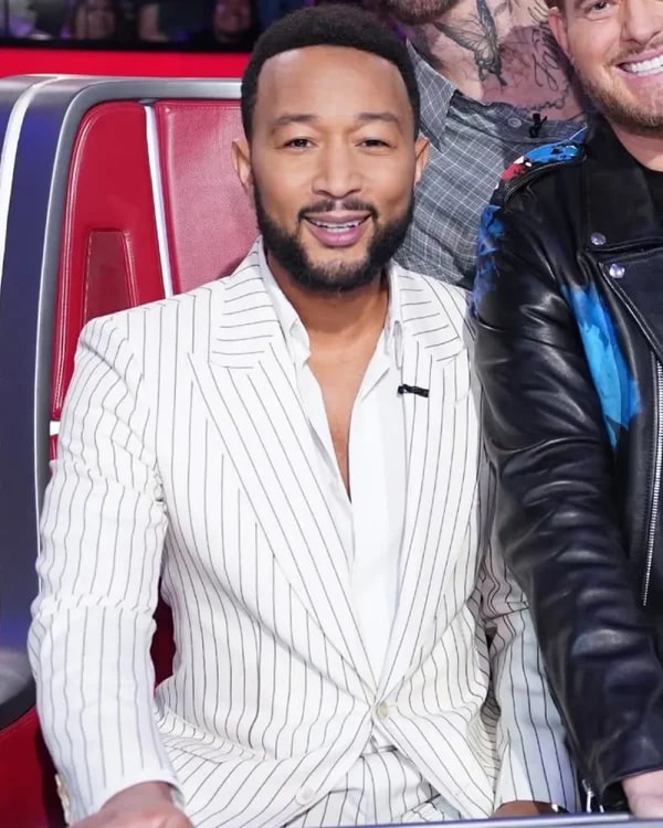 The Voice S27 John Legend White Striped Suit - Image 2