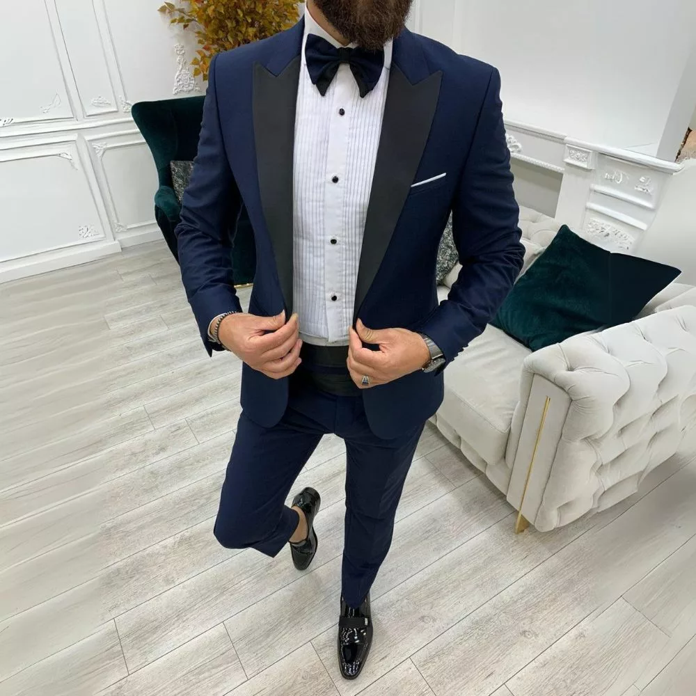 Two Piece Navy Wedding Tuxedo Suit