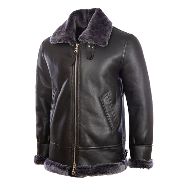 Mens RAF Black B3 Shearling Jacket - Image 2