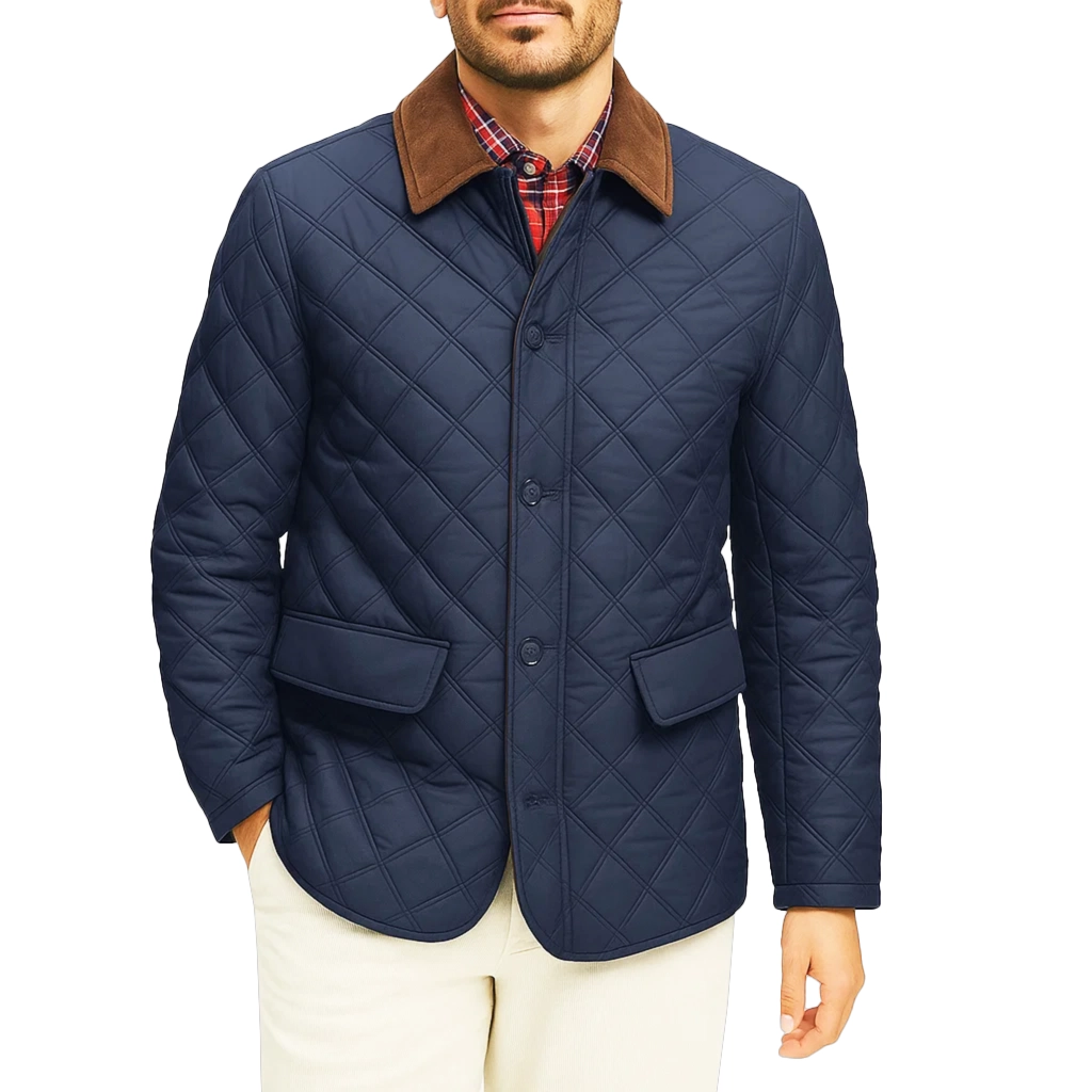 Josh Gadd Blue Quilted Coat - Image 2