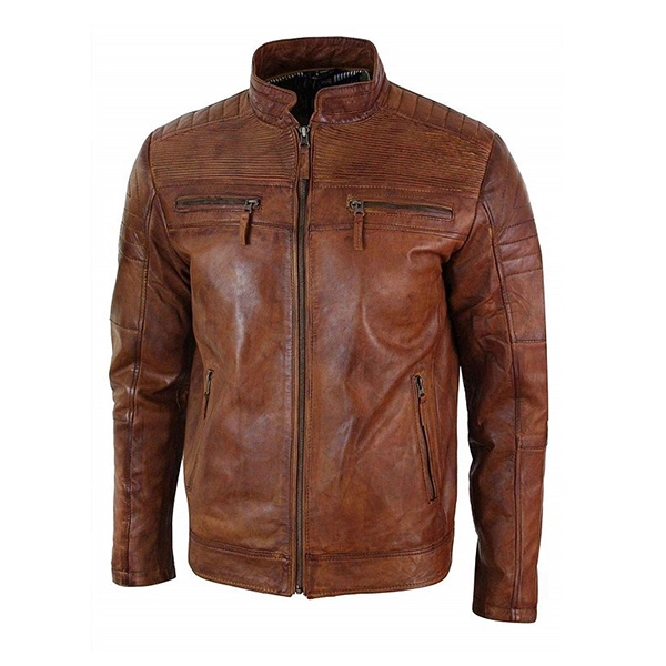 Biker Men’s Vintage Classic Fashion Brown Jacket - Image 2