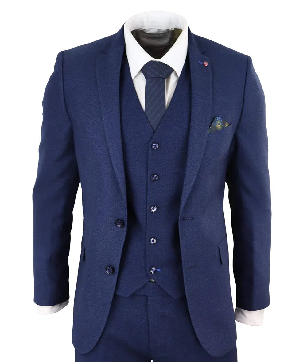 Elegant Blue Three Piece Suit for Men