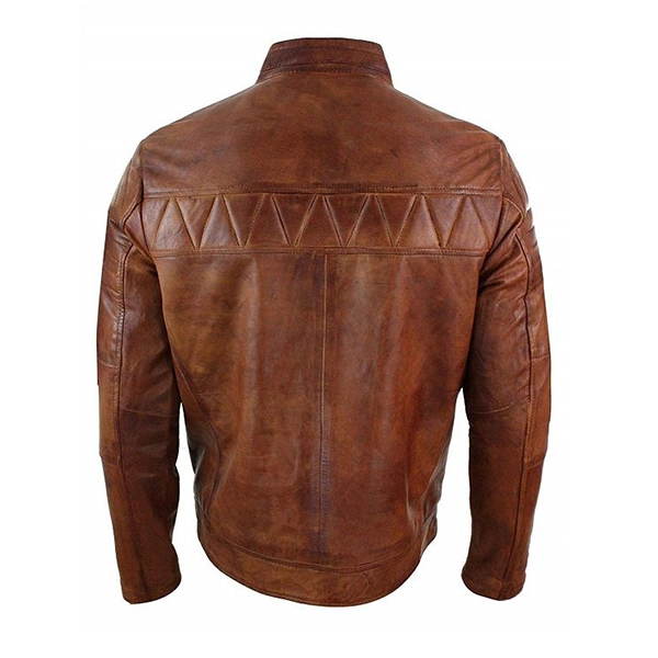 Biker Men’s Vintage Classic Fashion Brown Jacket - Image 3