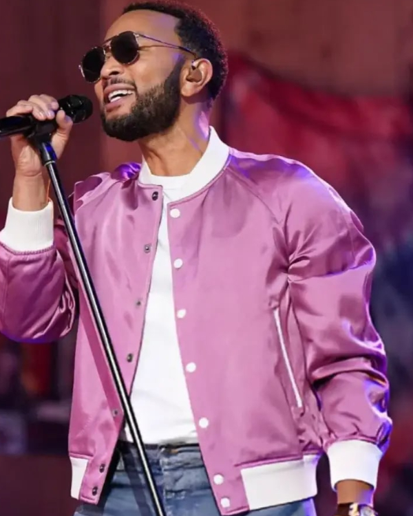 The Voice S27 John Legend Finale Pink Satin Jacket - Image 2