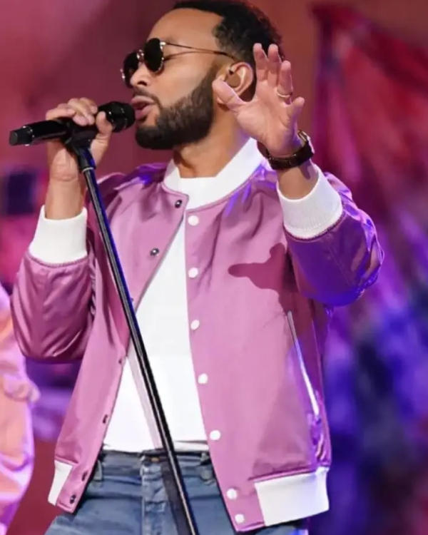 The Voice S27 John Legend Finale Pink Satin Jacket - Image 3