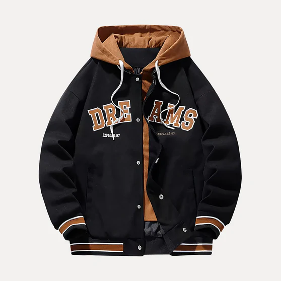 Caleb Hooded Baseball Varsity Jacket