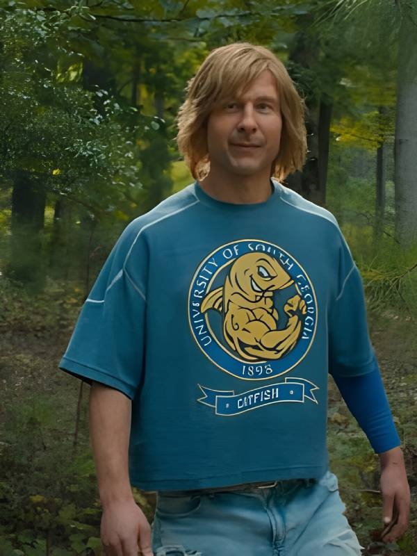 Chad Powers Glen Powell Blue Graphic Shirt