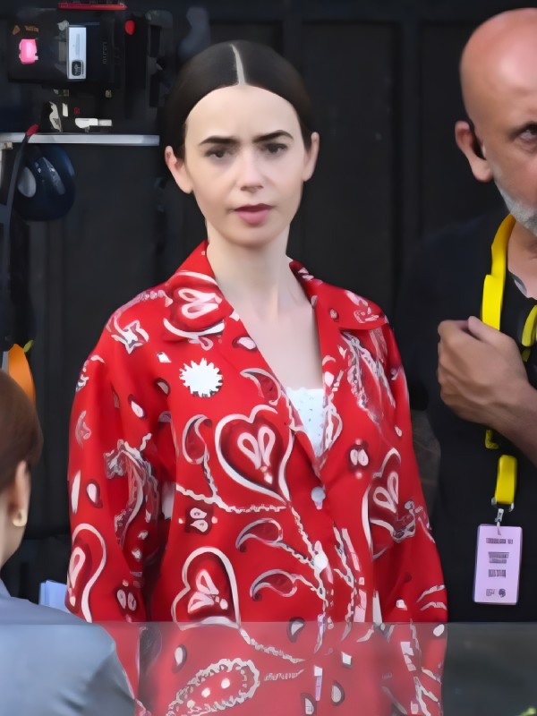 Emily In Paris S05 Lily Collins Red Paisley Shirt