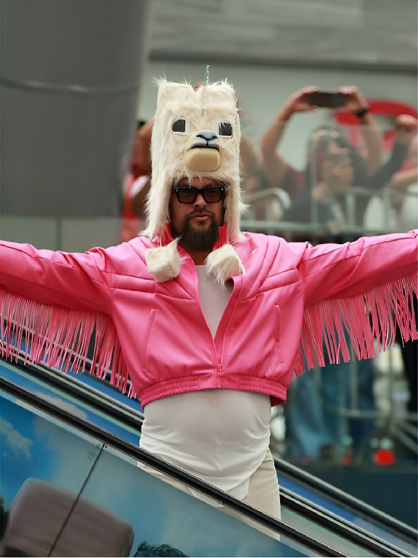 A Minecraft Movie 2025 Jason Momoa Pink Fringe Jacket