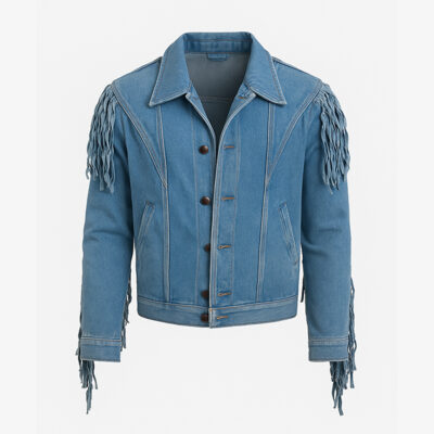 A Minecraft Movie 2025 Jason Momoa Blue Fringe Jacket