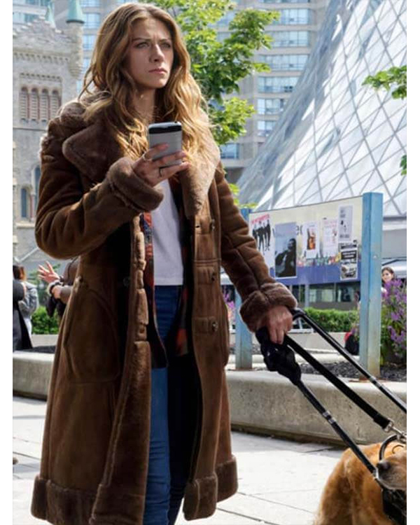 In The Dark S04 Perry Mattfeld Brown Suede Trench Coat - Image 3