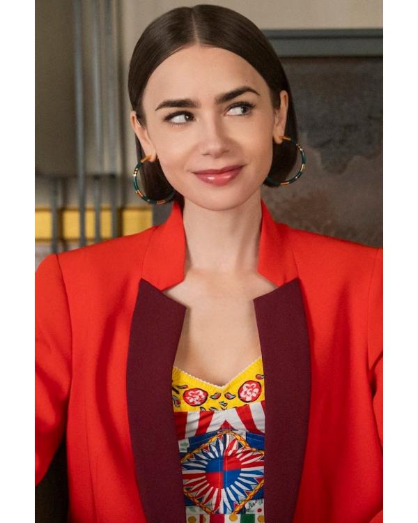 Emily In Paris S05 Lily Collins Two-Tone Red Blazer