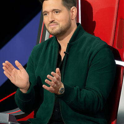 The Voice S28 Michael Buble Green Suede Bomber Jacket