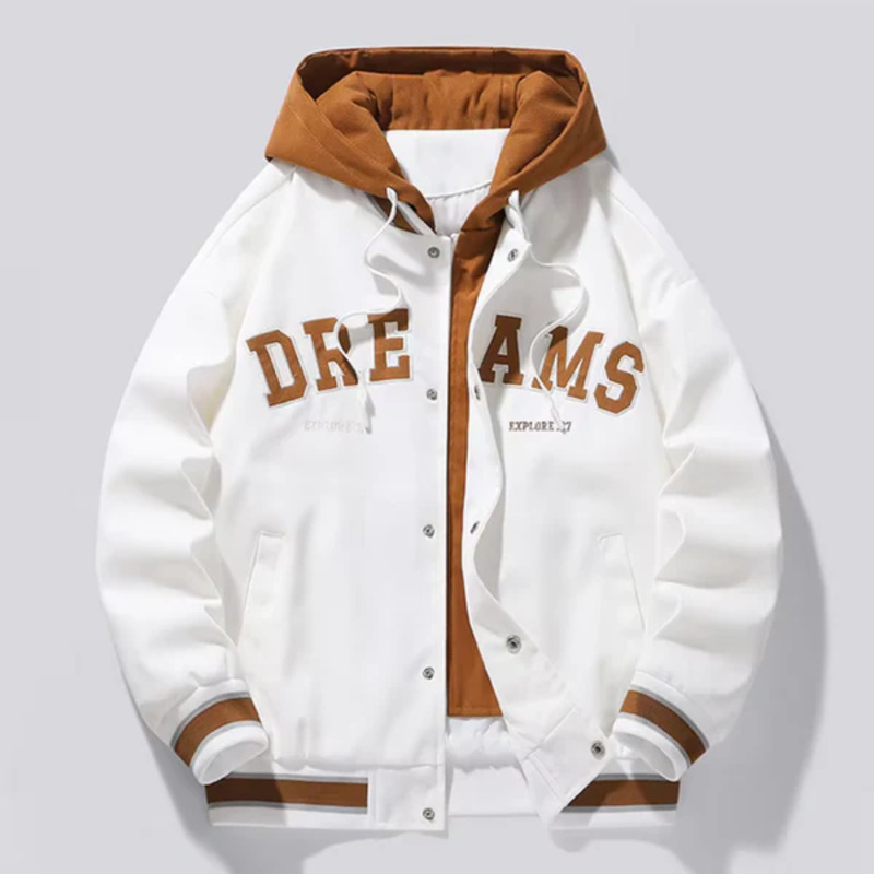 Caleb Hooded Baseball Varsity Jacket - Image 3