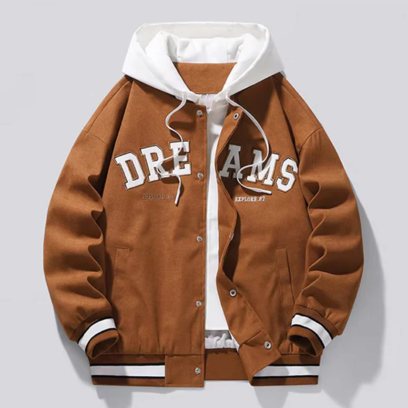 Caleb Hooded Baseball Varsity Jacket - Image 2