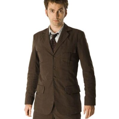 David Pinstripe Brown Suit