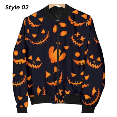 Halloween Pumpkin Bomber Jacket