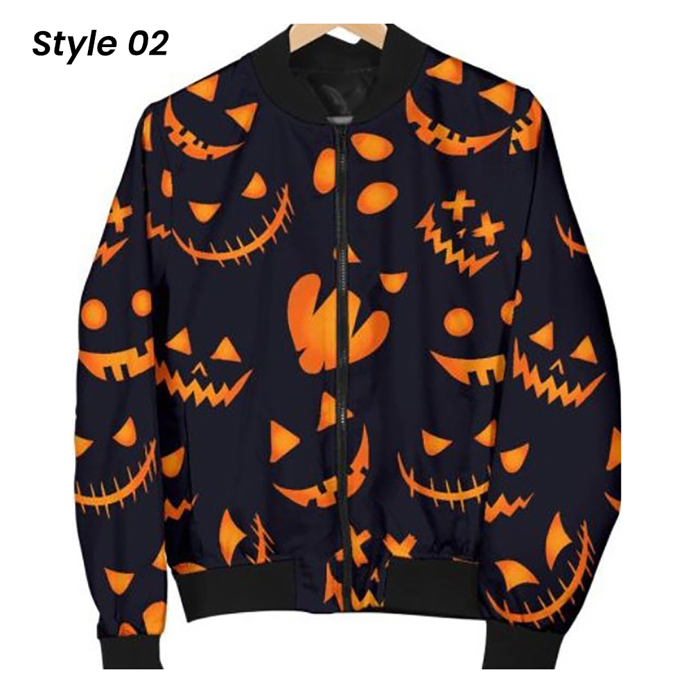 Halloween Pumpkin Bomber Jacket