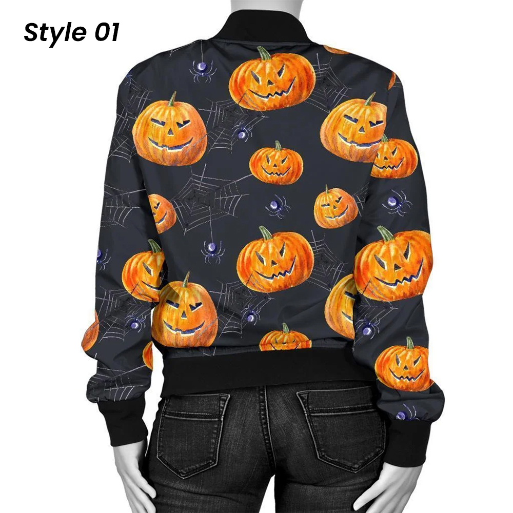 Halloween Pumpkin Bomber Jacket - Image 2