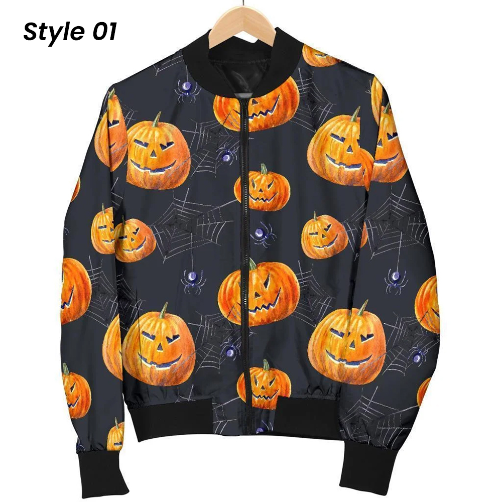 Halloween Pumpkin Bomber Jacket - Image 3