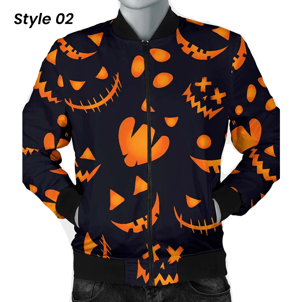 Halloween Pumpkin Bomber Jacket - Image 4