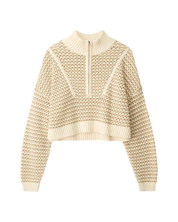 The View 2025 Sara Haines Ivory Stripe Cropped Sweater - Image 2