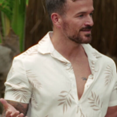 Nick Matiash White Leaf Print Shirt