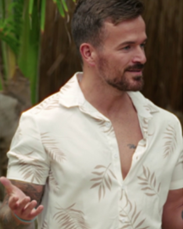 Nick Matiash White Leaf Print Shirt